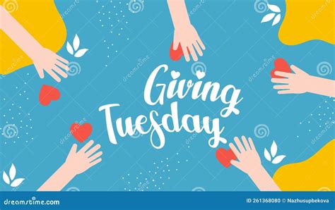 Happy Giving Tuesday Trendy Abstract Art Templates With Hand Logo