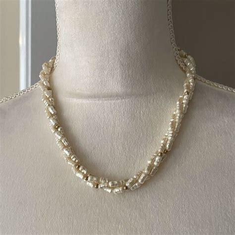 Napier Rice Pearl And Gold Toned Vintage Multi Strand Gem