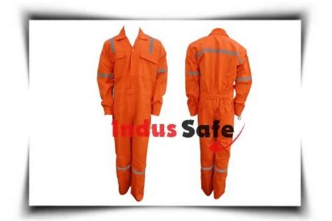 Plain Orange Cotton Coverall For Safety Protection Area Full Body