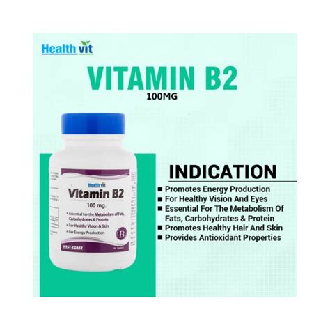 Buy Healthvit Vitamin B2 Riboflavin 100mg Tablets 60 S Online At Best Price Multivitamins