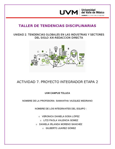 Taller De Tendencias Disciplinarias Proyecto Integrador Etapa