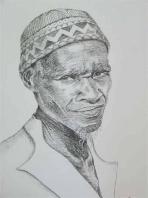 Portrait African Man Charcoal Sketch By Karen Bettison Man Sketch