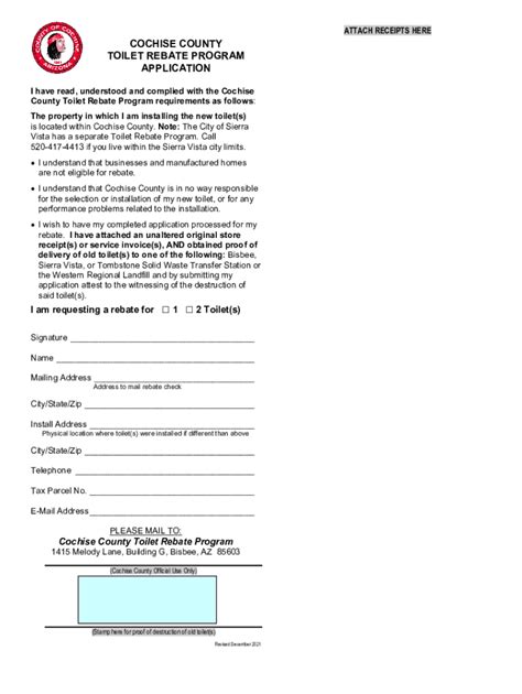 Form Az Toilet Rebate Program Application Cochise County