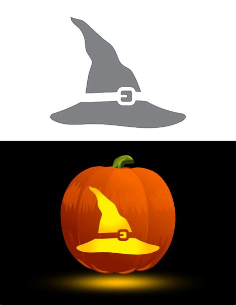 Printable Witch Hat With Buckle Pumpkin Stencil