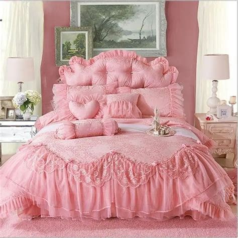 Jacquard Lace Princess Bed Set Luxury Wedding Bedding Sets Queen King