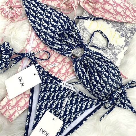 Christian Dior Designer Monogram Cheeky Bikini In Pink