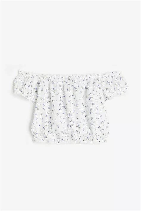 Buy H M Frill Trimmed Off The Shoulder Blouse Online Zalora