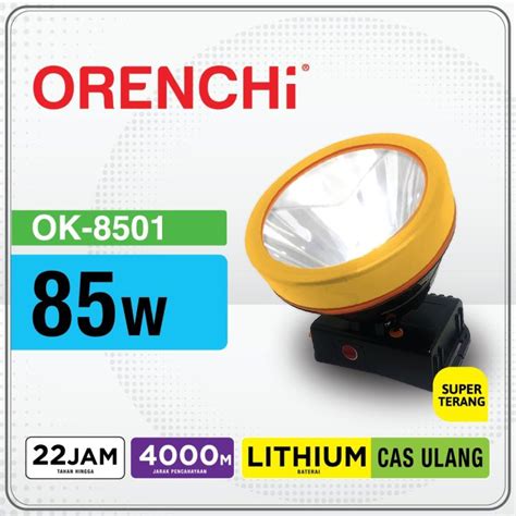 Orenchi Tesla Senter Kepala Led Super Terang Lithium Ok Putih