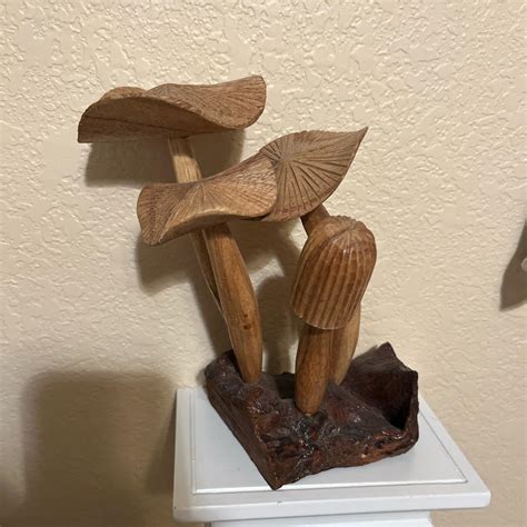 Cottagecore fairy aesthetic wooden mushroom... - Depop