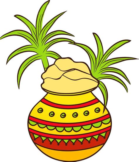 decorativo barro maceta con Caña de azúcar para pongal 24923396 Vector