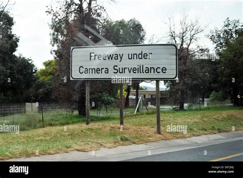 A freeway under camera surveillance road sign in Johannesburg, South ...