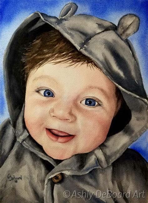 Watercolor Portrait Baby Boy Watercolor Portraits Baby Portraits