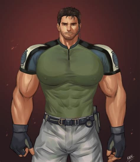 1male Abs Bara Big Breasts Big Chest Big Nipples Big Pecs Brown Hair Chris Redfield Clothed