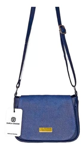 Bolsa transversal Karla Chacon Lara design liso de couro sintético azul