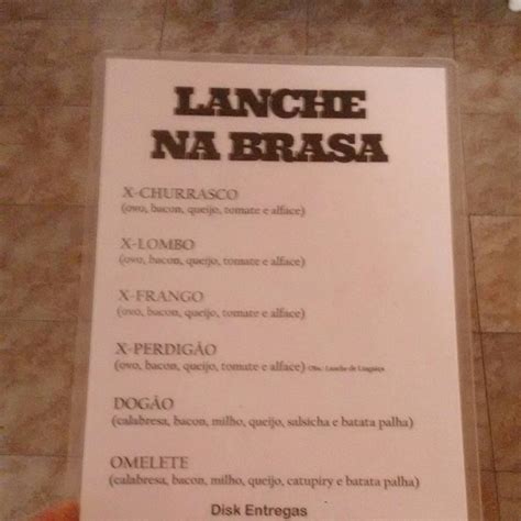 Menu Em Lanche Na Brasa Restaurante Brasil