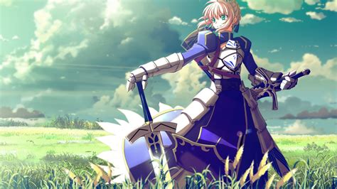 1920x1080 Anime Sword Excalibur Warrior Women Blonde Saber Fate Series