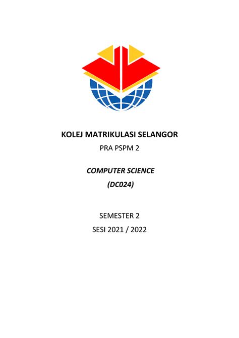 Pre Pspm Set Suggested Answer Kolej Matrikulasi Selangor Pra Pspm