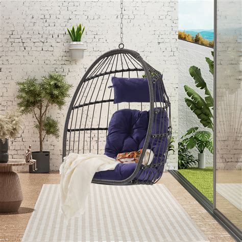 Hanging Egg Basket Chair Without Stand Wicker Rattan Egg Hammock Chair