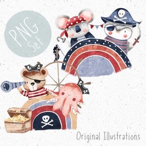 Set Of Pngs For Sublimation Pirate Clipart Set Nautical Png Etsy