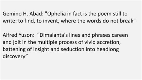 Ophelia Alcantara Dimalanta Ppt