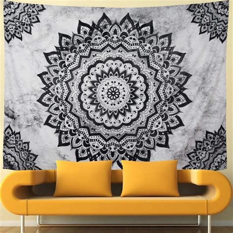 cotton black  white tapestry wall hanging om tapestries wall decor