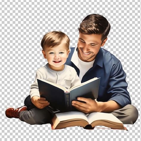 Pai E Filho Lendo Um Livro Juntos Psd Premium