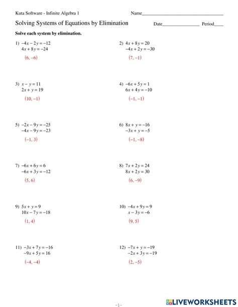 Systems Of Equations Elimination With Multiplication Worksheets Answers