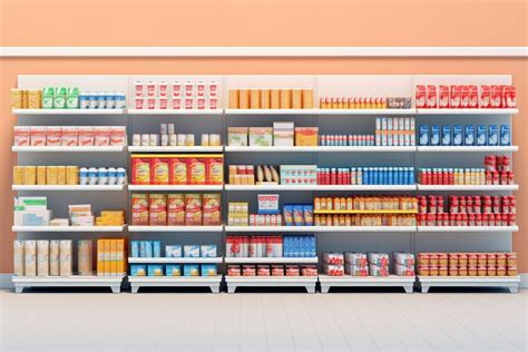 Supermarket shelves shelf architecture. AI | Free Photo Illustration ...