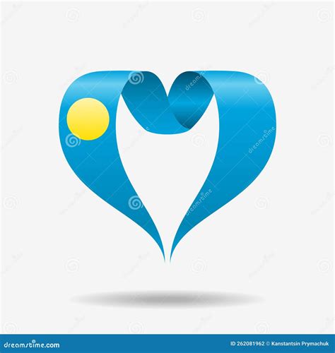 Palauan Flag Heart Shaped Ribbon Background Layout Vector Illustration Stock Vector