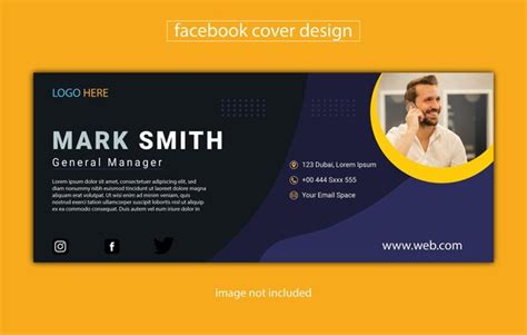 Premium Vector | A facebook cover design that is on a yellow background