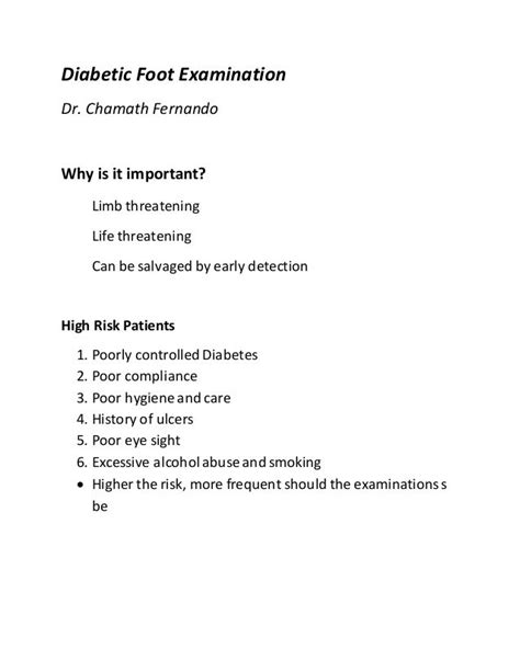 Diabetic foot examination