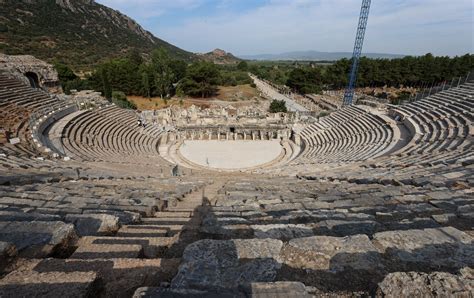 A View Of The Theatre Of Ephesus In Present Day Turkey Then And Now