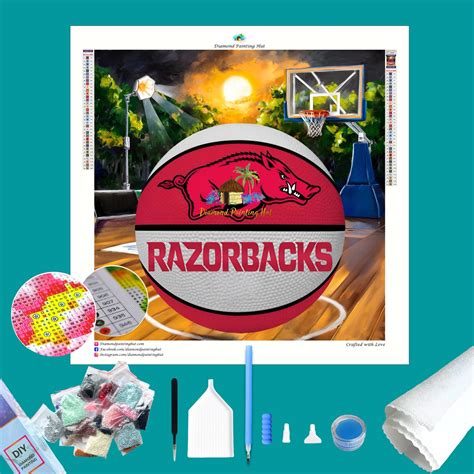 Arkansas Basketball Diamond Painting - 30x30cm / Outside Court / Full