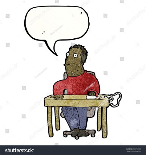 Cartoon Man Working At Desk Stock Vector Illustration 120790003 : Shutterstock