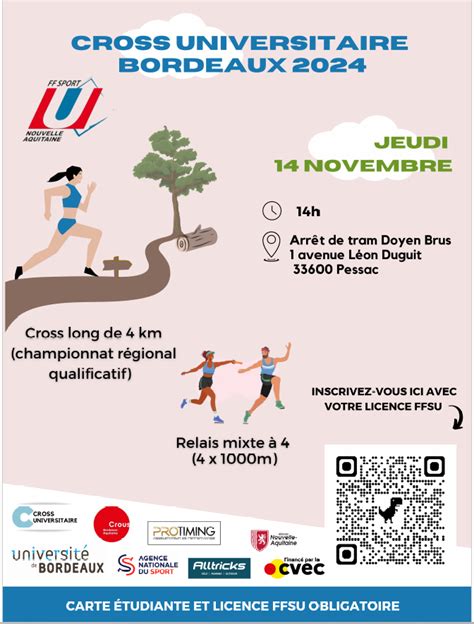 Championnat Cross Universitaire Bordeaux Ligue Nouvelle Aquitaine