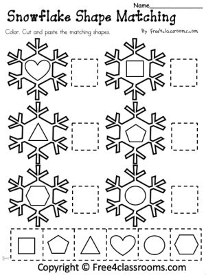 Free Snowflake Shape Matching Worksheet - Free Worksheets - Free4Classrooms