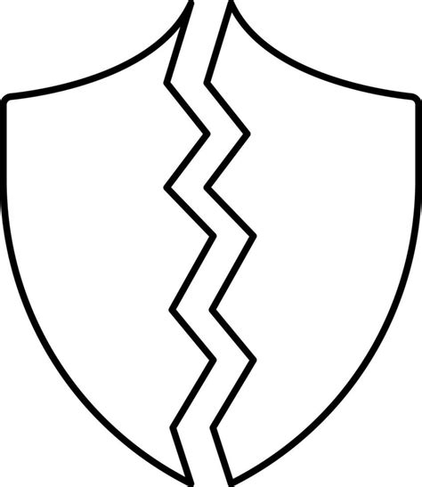 Black Thin Line Art Of Broken Shield Icon 24154145 Vector Art At Vecteezy