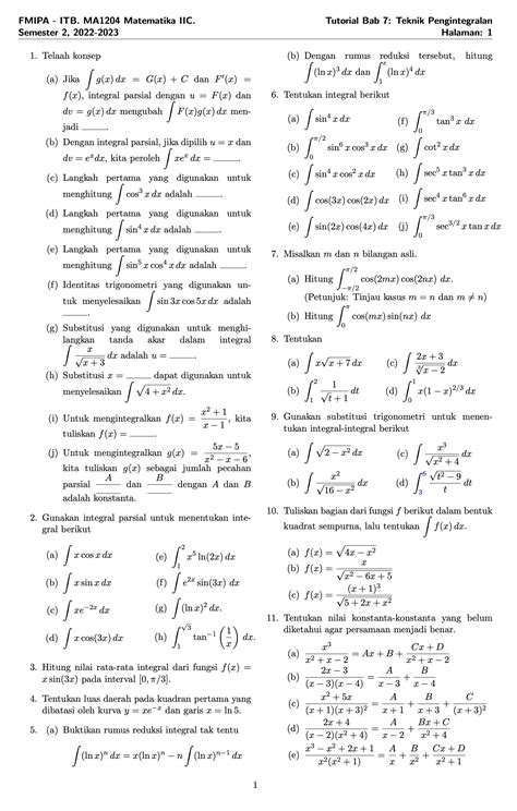 Tutorial Bab Matematika C Itb Tahun Mes Consulting