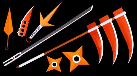 06 Origami Ninja Weapons And Craft Katana Kunai Knife Origami Ninja Star Scythe Youtube