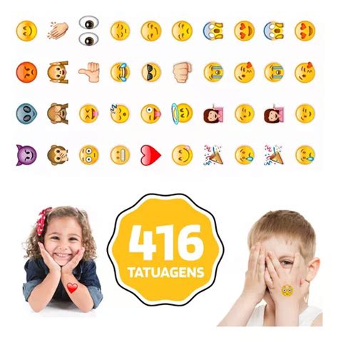 Tatuagem Tempor Ria Infantil Emoji Menino Menina Cartela