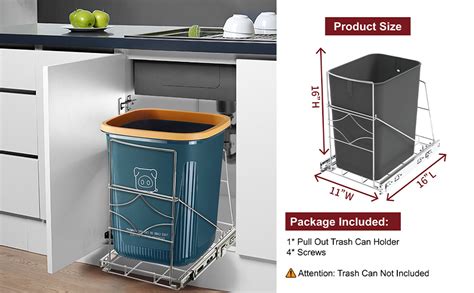 Youeon Pull Out Trash Can Under Cabinet 16x11x16 Inch