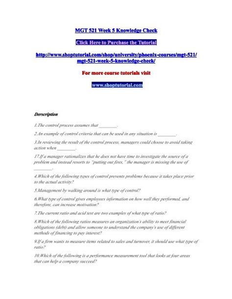 MGT 521 Week 5 Knowledge Check Pdf