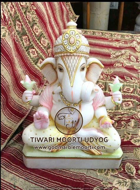 Tiwari Moorti White Dagdu Seth Marble Ganesh Statue Size Inch At