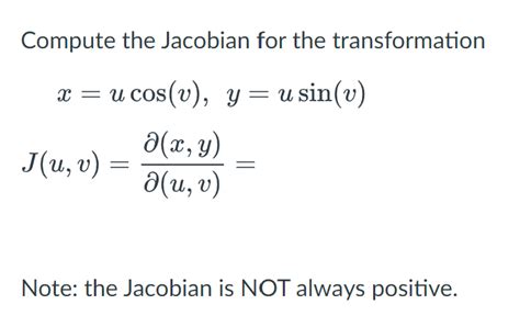 Solved Compute The Jacobian For The Transformation Chegg