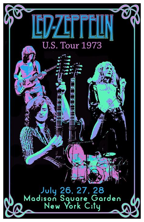 Led Zeppelin Vintage Style Poster Led Zeppelin Tour Poster Retro Rock