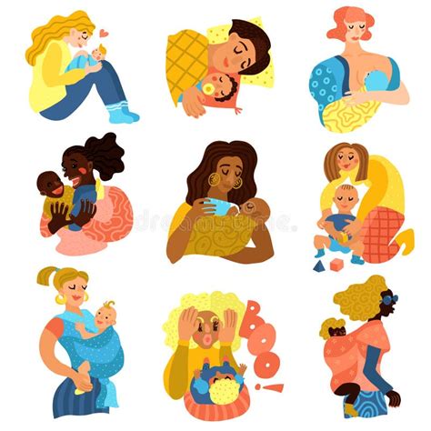 Motherhood Icons Set Stock Illustration Illustration Of Lactation