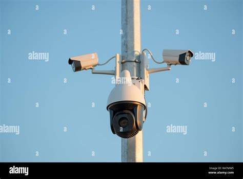 Outdoor Surveillance Cameras On A Pole Stock Photo Alamy