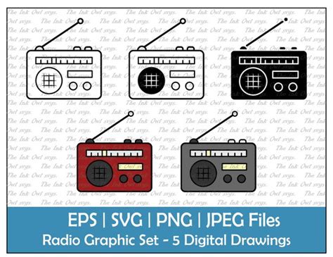 Vintage Radio Vector Clipart Set / Outline Stamp & Color | Etsy