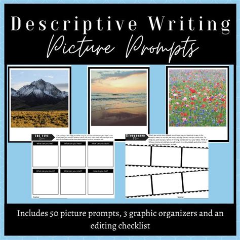 Descriptive Writing Picture Prompts Graphic Organizers And Editing Checklist Writing Pictures