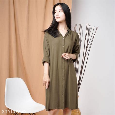 Jual ORI Styluvio IVANA Shirt Rayon Dress Tunik Full Kancing Busui